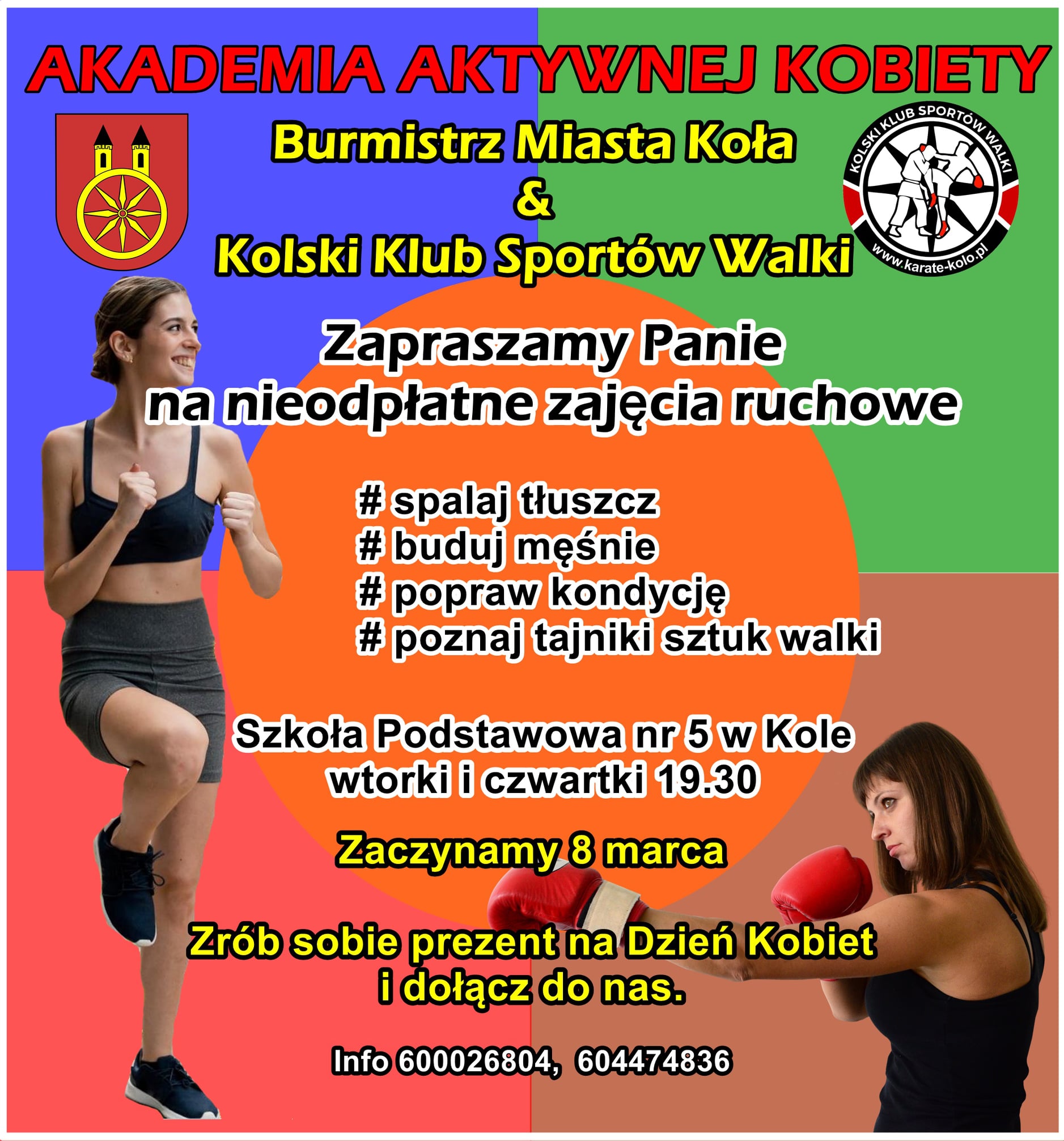 Plakat Akademia Aktywnej Kobiety, tekst pod plakatem.