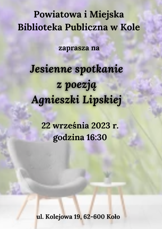 Plakat Jesienne spotkanie z poezją Agnieszki Lipskiej