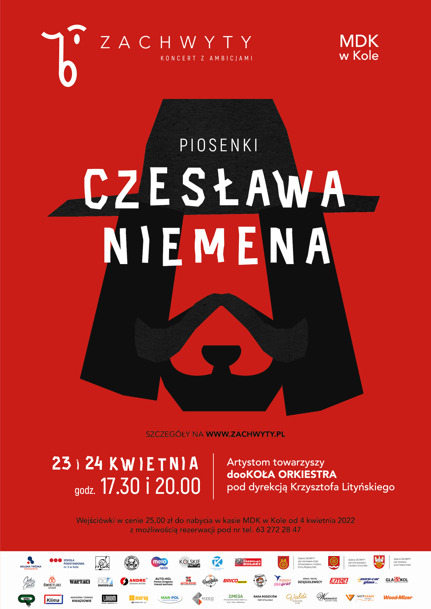 Plakat o koncercie ZACHWYTY - Koncert z ambicjami - Piosenki Czesława Niemena, tekst pod plakatem