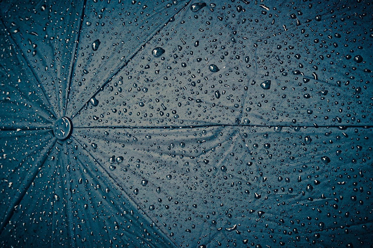 Krople deszczu na parasolu