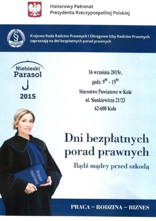 Dni bezpłatnych porad prawnych - 16.09.2015 r.