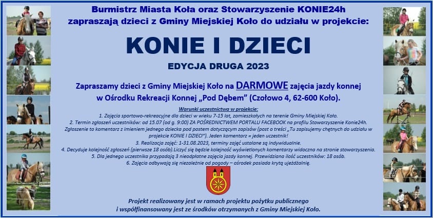 Infografika KONIE I DZIECI - EDYCJA DRUGA 2023, tekst pod infografiką.