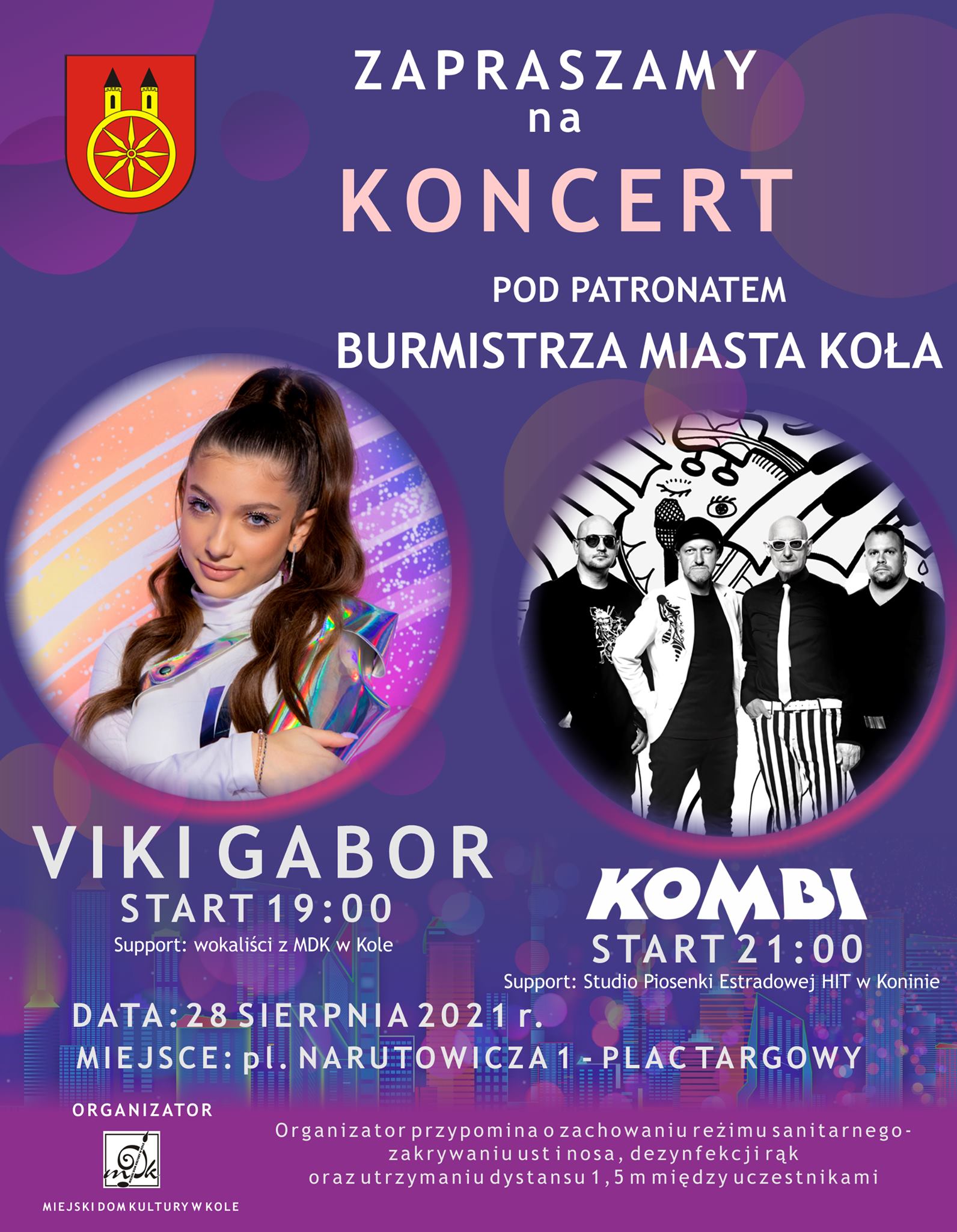 Plakat na koncert VIKI GABOR i KOMBI! Tekst pod plakatem.
