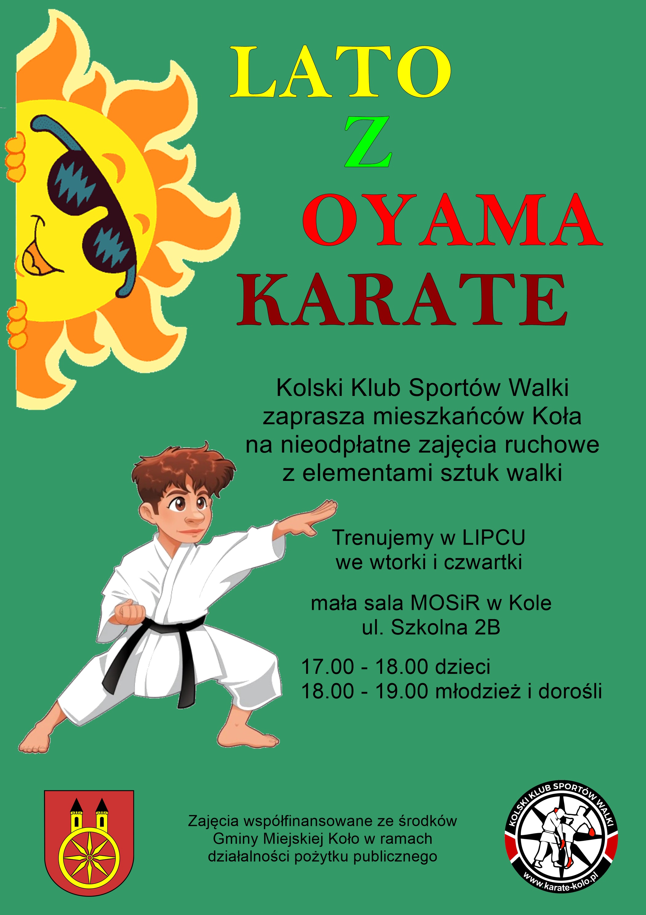 Plakat Lato z Oyama Karate, tekst pod plakatem