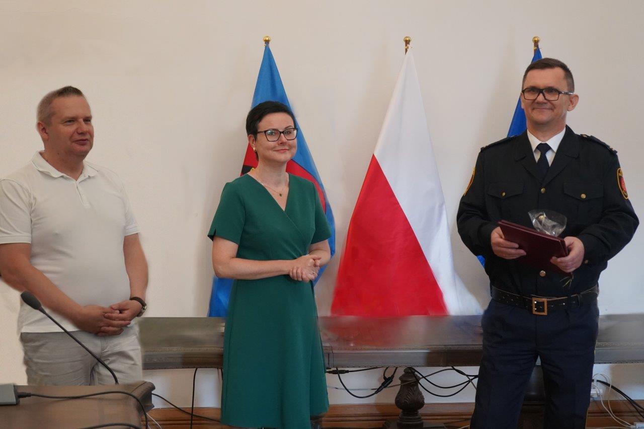 Burmistrz Koła Krzysztof Witkowski, Sekretarz Monika Ciesielska i Komendant Krzysztof Ossowski