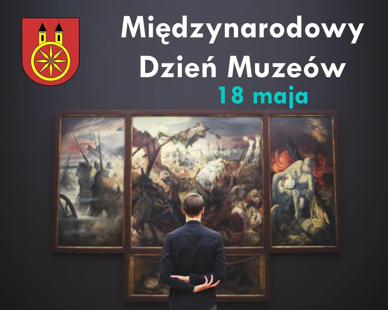 Plansza z tekstem życzeń z okazji Międzynarodowego Dnia Muzeów, tekst życzeń pod plakatem