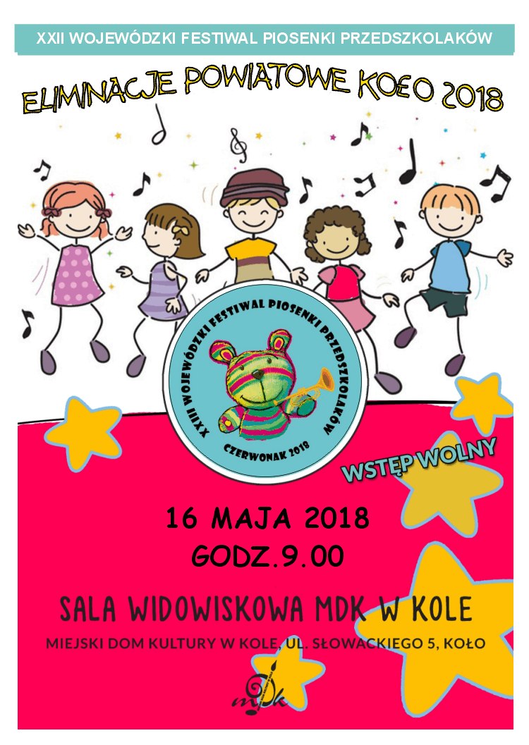 XXIII Wojewódzki Festiwal Piosenki Przedszkolaków Czerwonak 2018