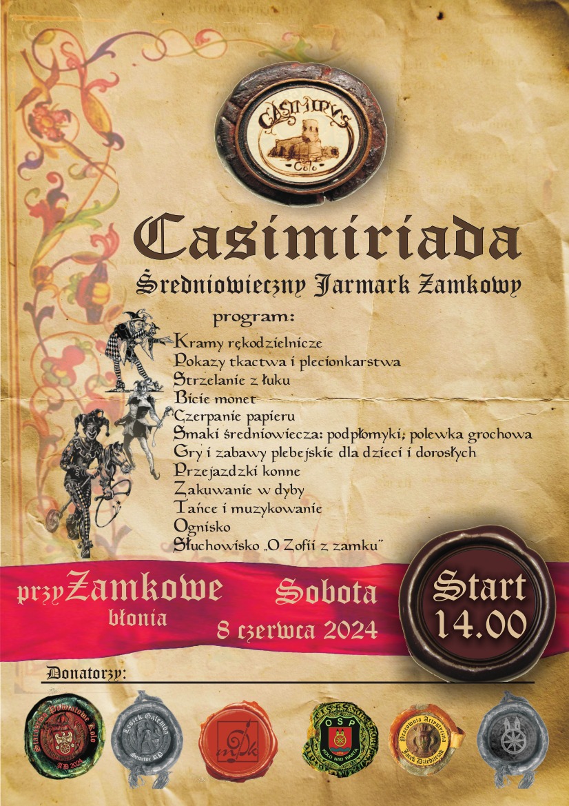 Plakat do festynu historycznego Casimiriada Średniowieczny Jarmark Zamkowy