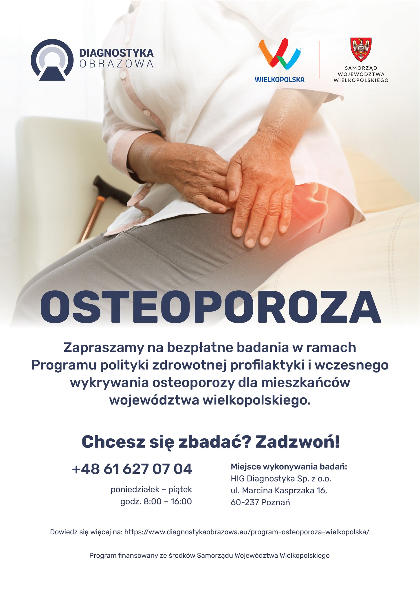 Plakat informujący o Programie profilaktyki osteoporozy, treść plakatu poniżej w artykule.