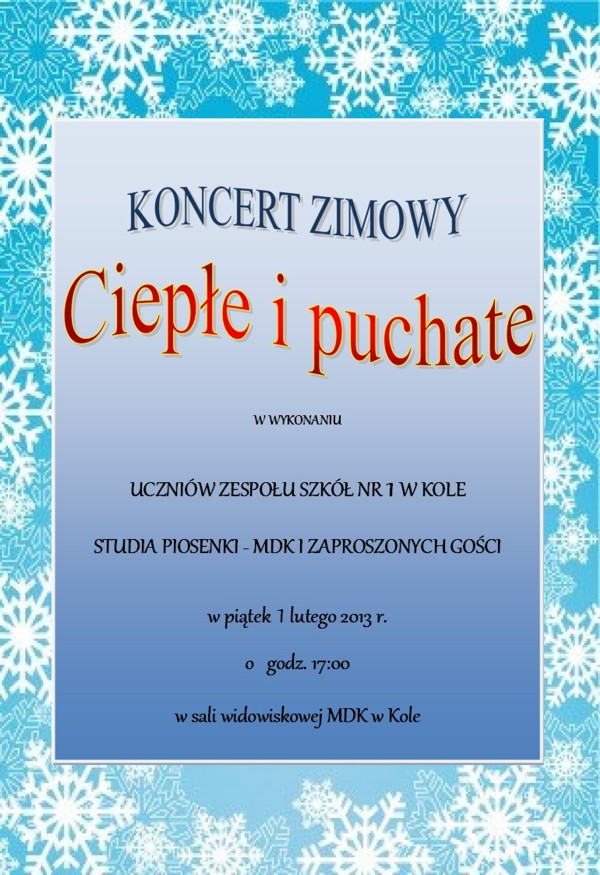 „Ciepłe i Puchate” – zapraszamy na zimowy koncert!