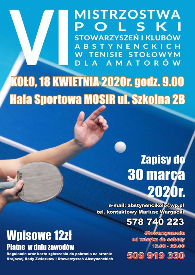 6. Mistrzostwa Polski stowarzyszeń i klubów abstynenckich w tenisie stołowym