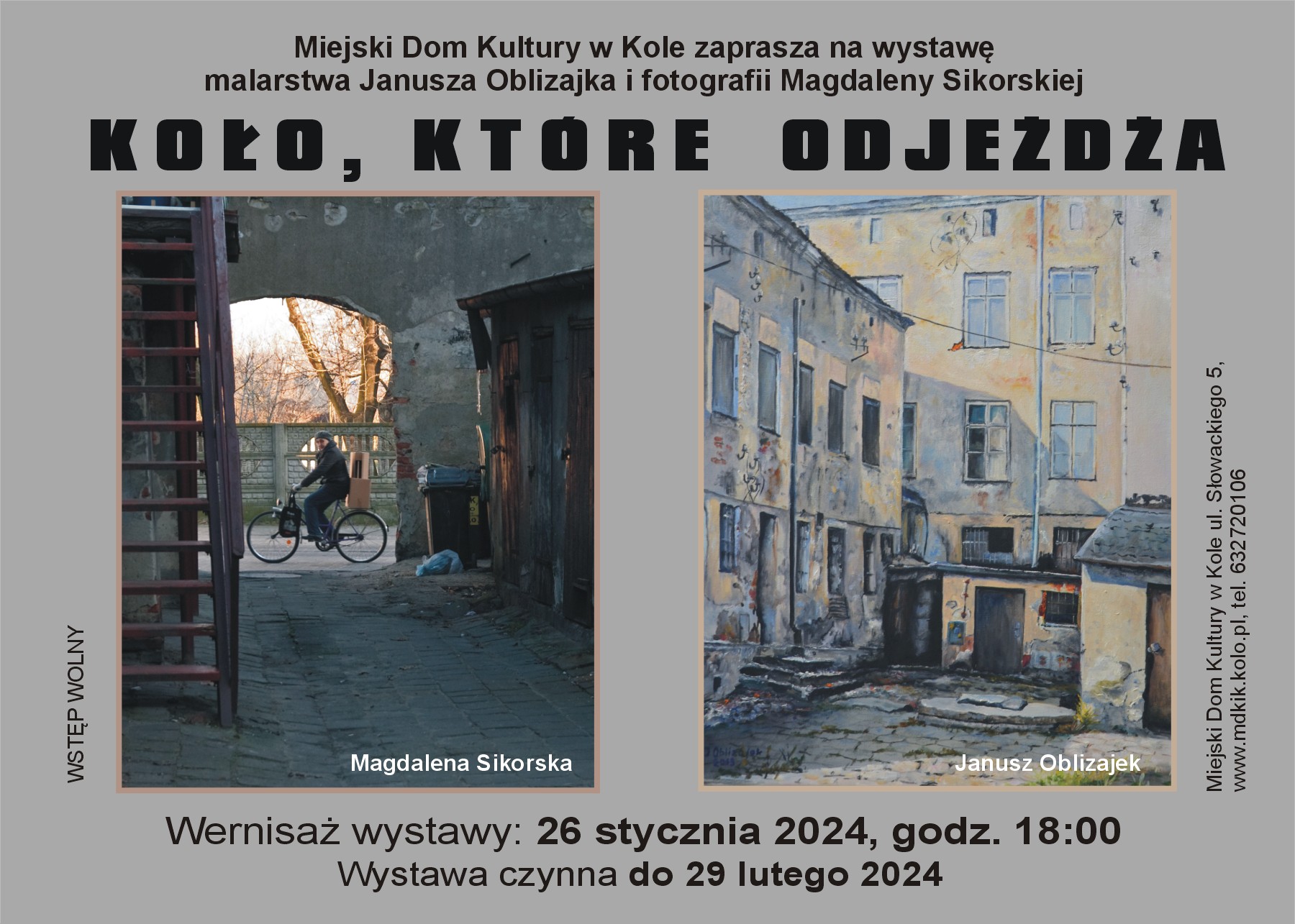 Plakat o wystawie malarstwa Janusza Oblizajka i fotografii Magdaleny Sikorskiej