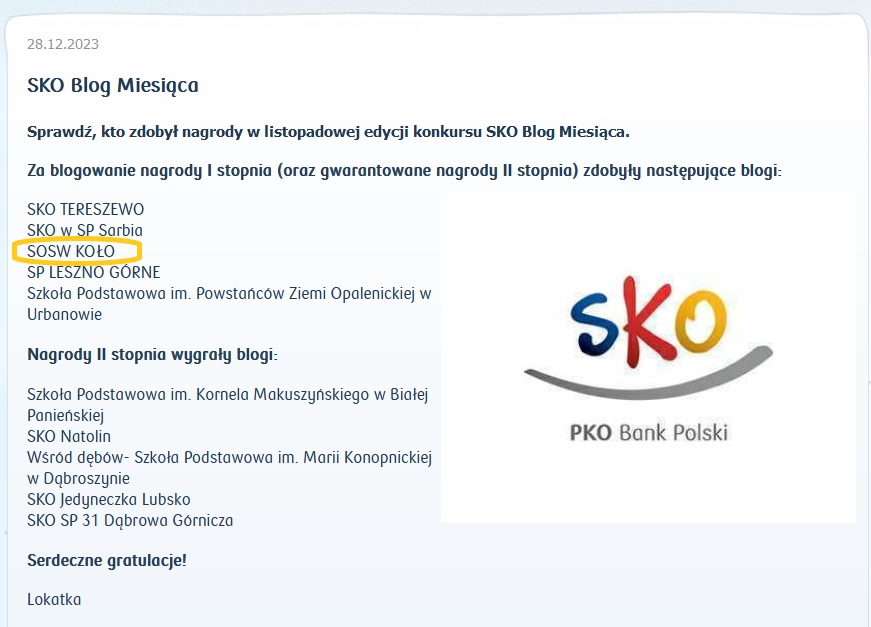 Print Screen ogólnopolskiej strony internetowej SKO