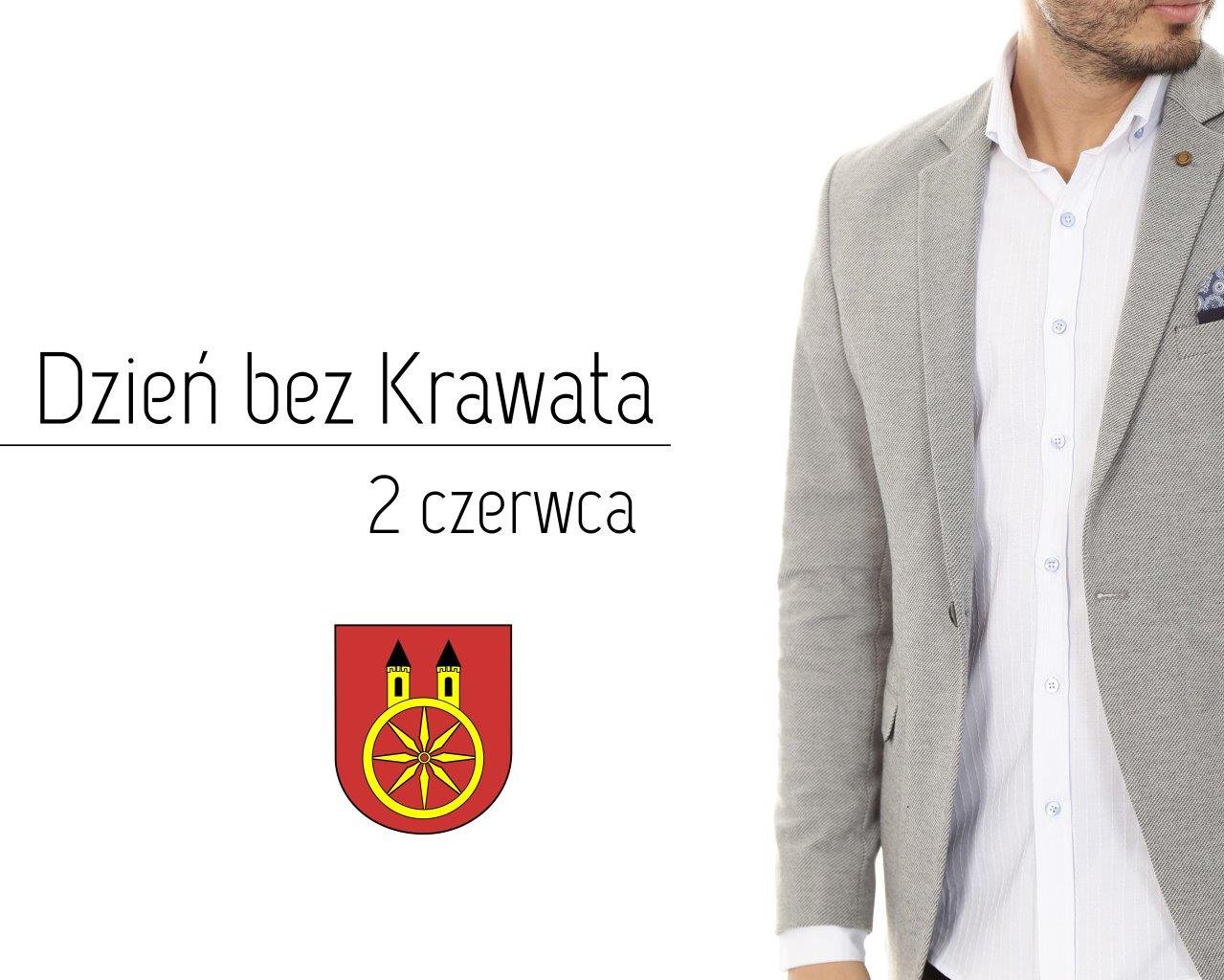 Plansza - 2 czerwca Dzień bez krawata, treść życzeń pod planszą.