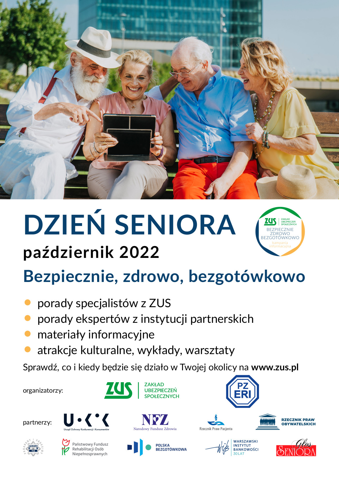 Grafika stanowiąca oficjalny plakat Dnia Seniora w ZUS - październik 2022