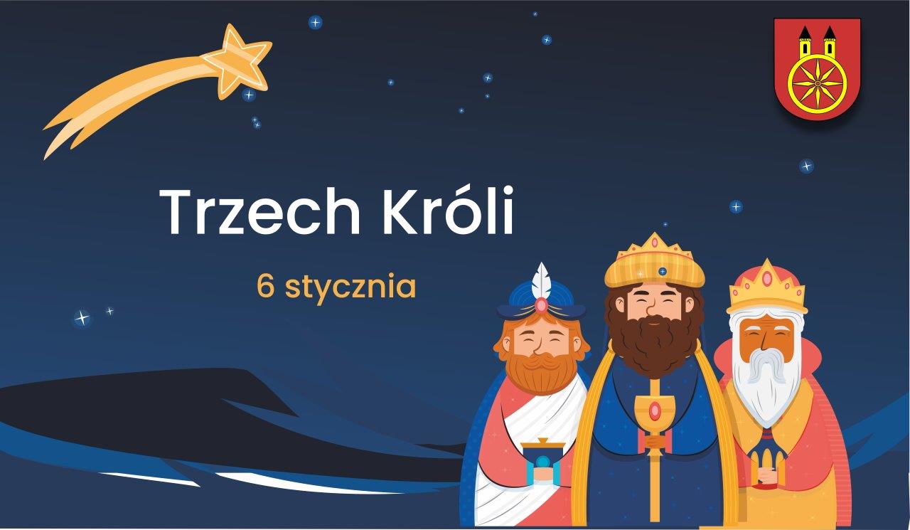 Plansza promująca święto Objawienia Pańskiego Trzech Króli obchodzone przez Kościół katolicki 6 stycznia. 