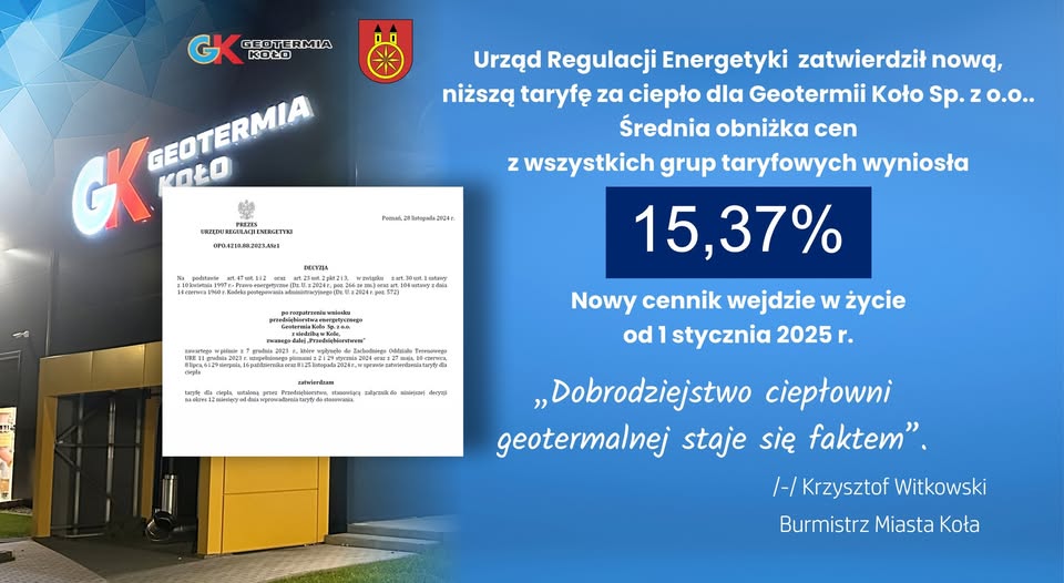 Kolska Geotermia – jest już nowa, niższa taryfa dla ciepła