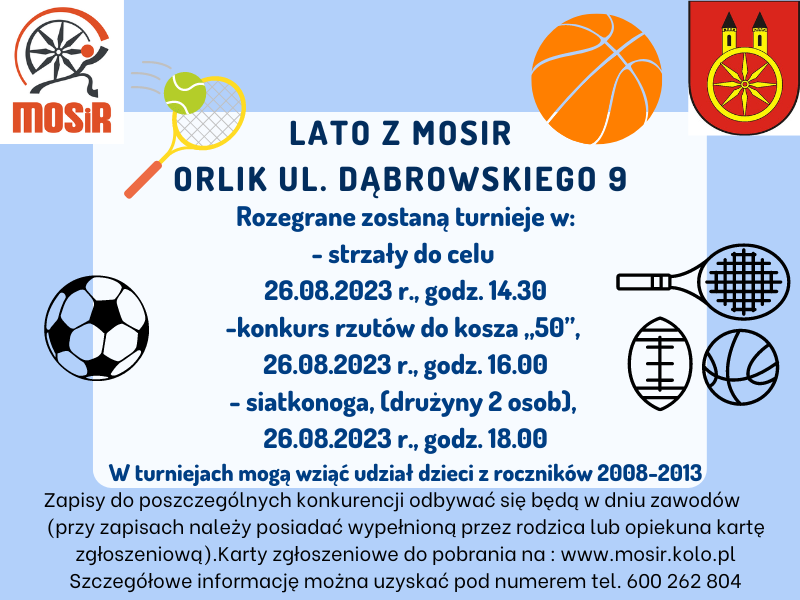 Infografika, Lato z MOSiR - ORLIK ul. Dąbrowskiego 9, tekst pod infografiką