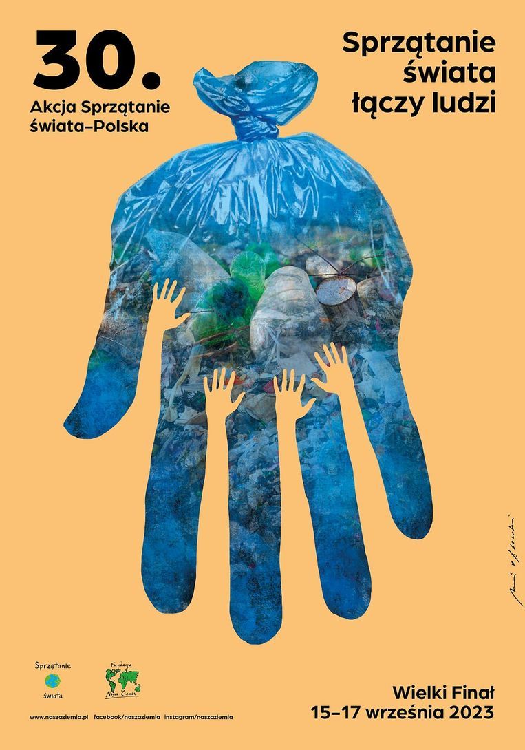 Plakat 30. akcja sprzątanie świata - Polska, sprzątanie świata łączy ludzi