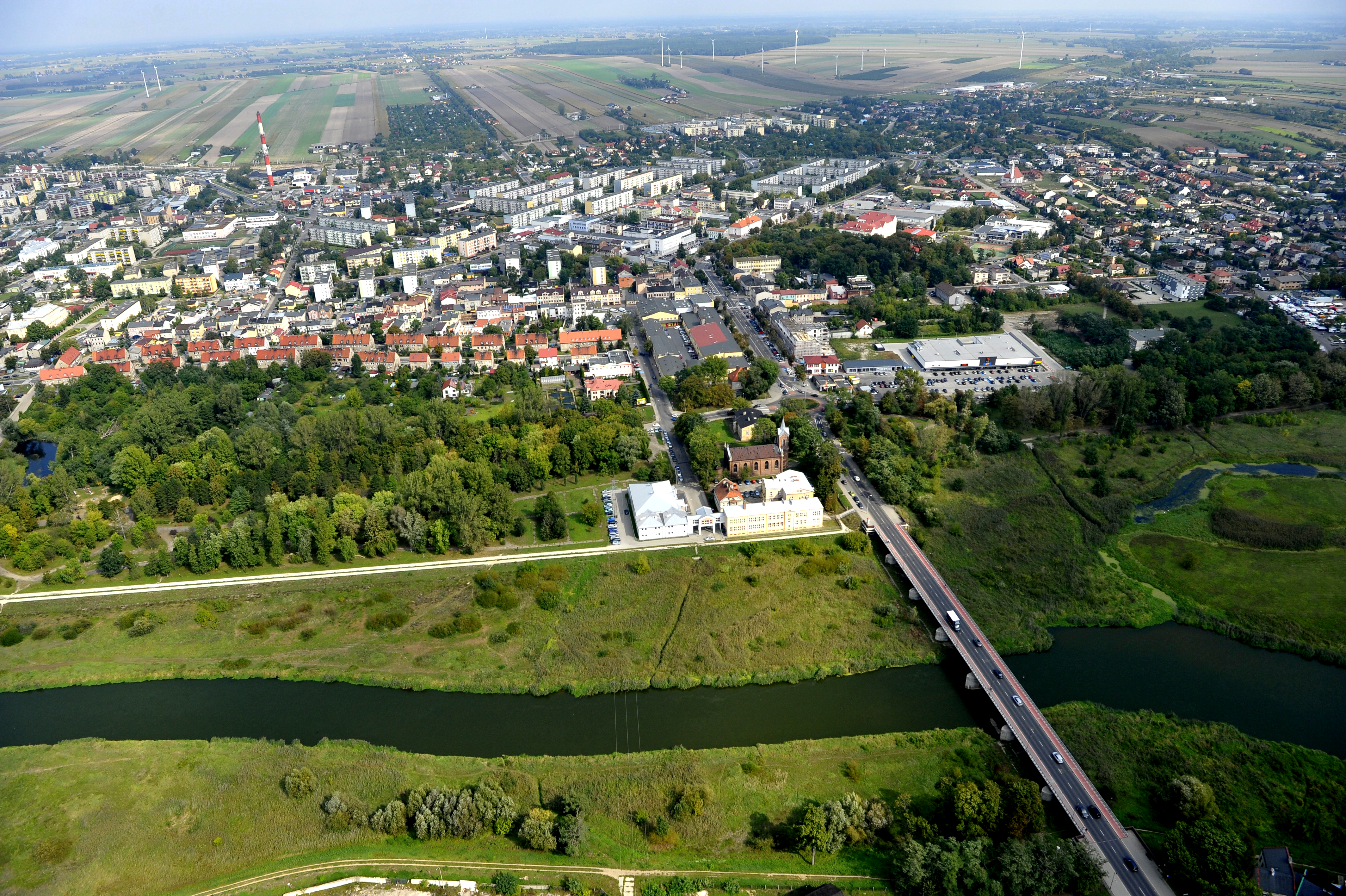 Panorama miasta Koła z lotu ptaka.