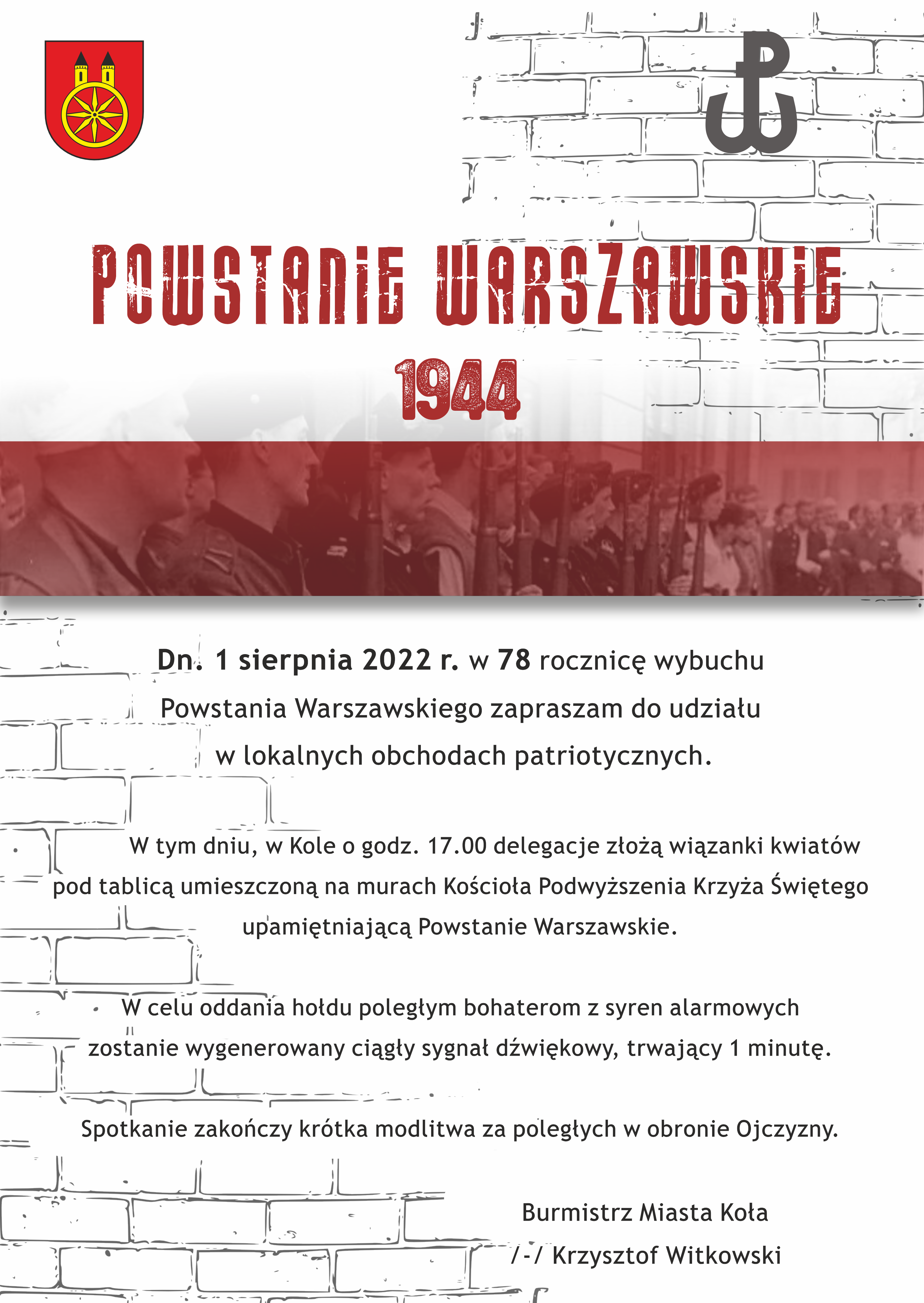 Program obchodów 78. rocznicy wybuchu Powstania Warszawskiego 