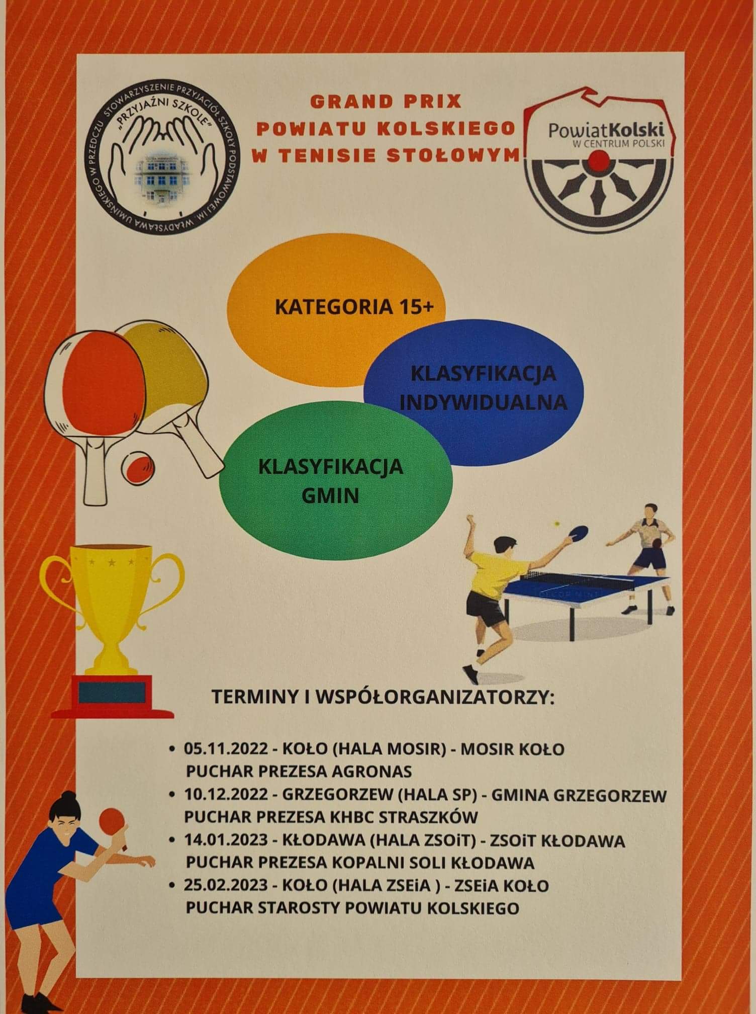 Oficjalny plakat Grand Prix Powiatu Kolskiego w tenisie stołowym